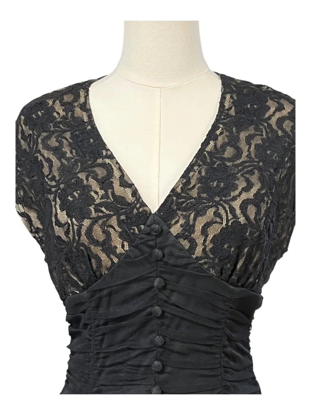 EUC Vintage Coldwater Creek Black Lace Fit & Flare Midi Dress | Size 10P